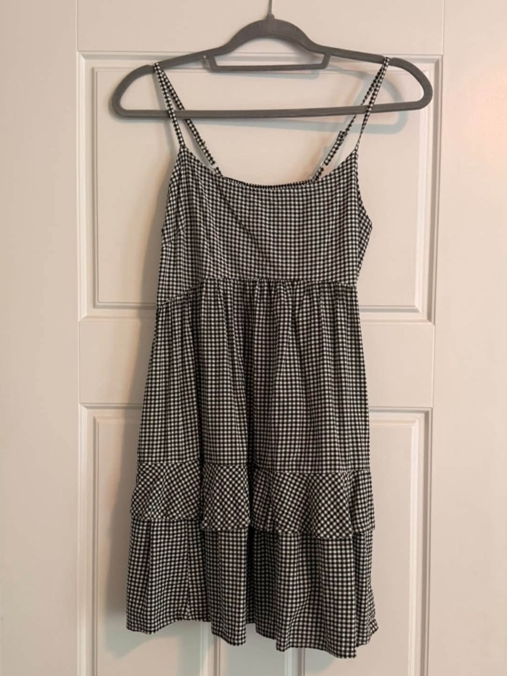 SO Tiered Black & White Gingham Mini Dress